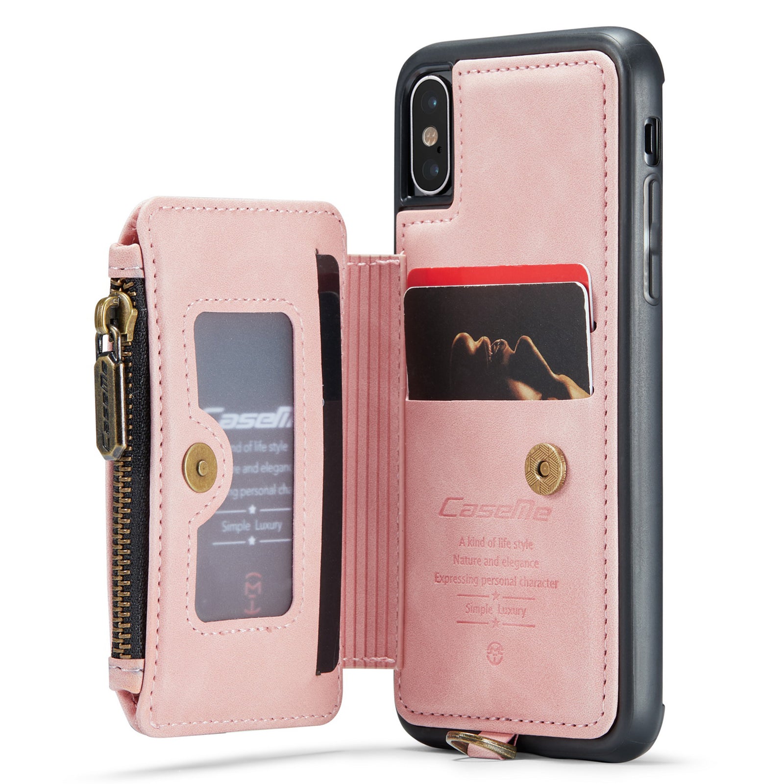 CASEME C20 Series for iPhone X XS 5.8 inch PU Leather Coated TPU Shockproof Phone Cover RFID Blocking Wallet Zipper Pocket Phone Case with Kickstand CASEME C20 Series for iPhone X XS 5.8 inch PU Leather Coated TPU Shockproof Phone Cover RFID Blocking Wallet Zipper Pocket Phone Case with Kickstand